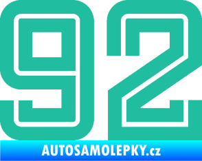 Samolepka Startovní číslo 92 typ 7 tyrkysová