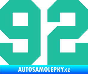 Samolepka Startovní číslo 92 tyrkysová