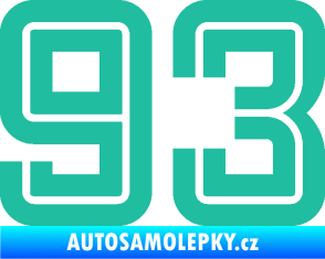 Samolepka Startovní číslo 93 typ 7 tyrkysová