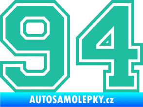 Samolepka Startovní číslo 94 typ 4 tyrkysová
