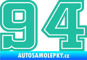 Samolepka Startovní číslo 94 typ 5 tyrkysová