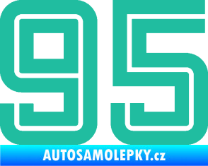 Samolepka Startovní číslo 95 typ 7 tyrkysová