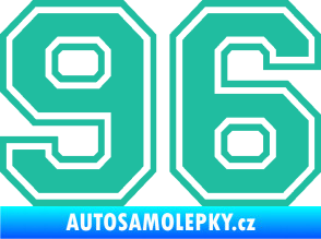 Samolepka Startovní číslo 96 typ 4 tyrkysová