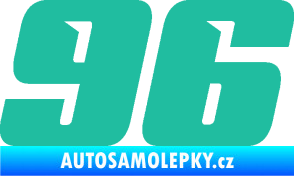 Samolepka Startovní číslo 96 typ 6 tyrkysová