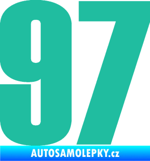 Samolepka Startovní číslo 97 typ 2 tyrkysová