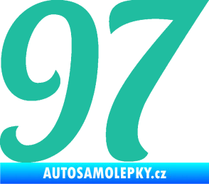 Samolepka Startovní číslo 97 typ 3   tyrkysová