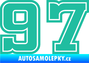 Samolepka Startovní číslo 97 typ 5 tyrkysová