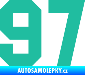 Samolepka Startovní číslo 97 tyrkysová