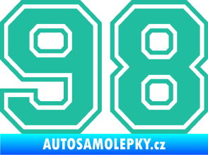 Samolepka Startovní číslo 98 typ 4 tyrkysová