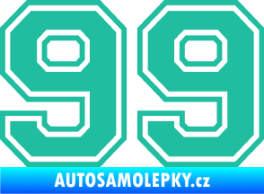 Samolepka Startovní číslo 99 typ 4 tyrkysová