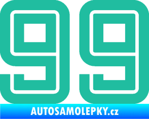 Samolepka Startovní číslo 99 typ 7 tyrkysová