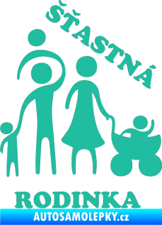 Samolepka Šťastná rodinka tyrkysová