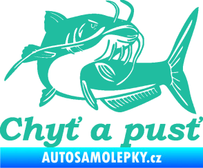 Samolepka Sumec 002 chyť a pusť pravá tyrkysová