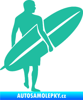 Samolepka Surfař 004 pravá tyrkysová