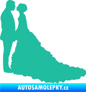 Samolepka Svatba 002 levá tyrkysová