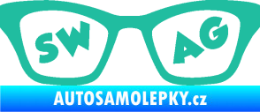 Samolepka Swag nápis v brýlích tyrkysová