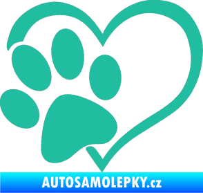 Samolepka Tlapka love levá tyrkysová