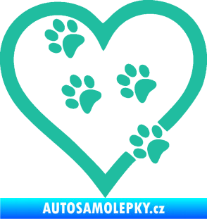 Samolepka Tlapky love 006 levá tyrkysová