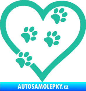 Samolepka Tlapky love 006 pravá tyrkysová