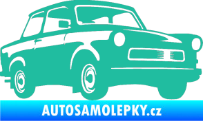 Samolepka Trabant karikatura pravá tyrkysová