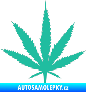 Samolepka Travka 001 lístek marihuany tyrkysová