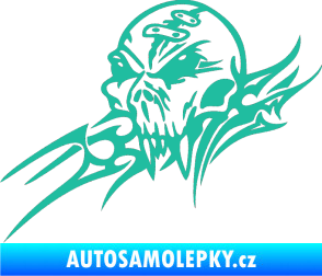 Samolepka Tribal skull levá lebka tyrkysová