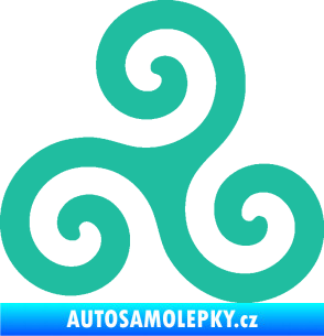 Samolepka Triskelion keltský znak tyrkysová