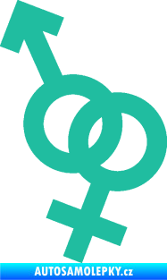 Samolepka Ty a já 001 symbol pro muže a ženu tyrkysová