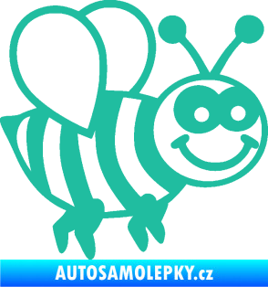Samolepka Včela 003 pravá happy tyrkysová
