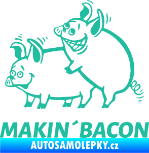 Samolepka Veselá prasátka makin bacon levá tyrkysová