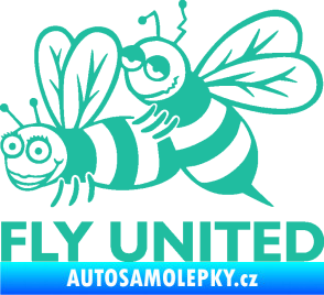Samolepka Veselé vosy fly united levá tyrkysová