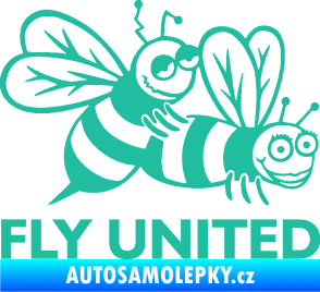 Samolepka Veselé vosy fly united pravá tyrkysová