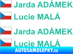 Samolepka Vlajka ČR se jménem tyrkysová
