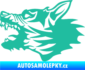 Samolepka Vlk 003 levá tyrkysová