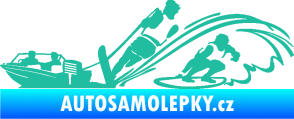 Samolepka Vodní lyžování a surf levá tyrkysová