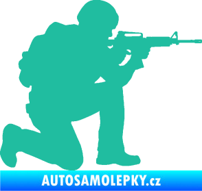 Samolepka Voják 007 pravá tyrkysová