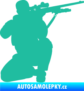 Samolepka Voják 010 pravá sniper tyrkysová