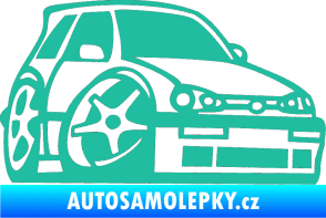 Samolepka VW Golf 3 karikatura pravá tyrkysová
