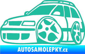 Samolepka VW Passat b6 karikatura levá tyrkysová