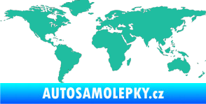 Samolepka World mapa světa tyrkysová