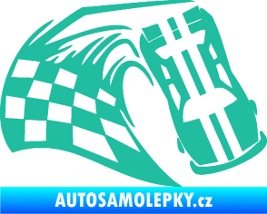 Samolepka Závodní auto 005 pravá tyrkysová