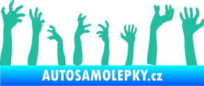 Samolepka Zombie 002 levá mrtví vylézají z hrobu tyrkysová
