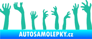 Samolepka Zombie 002 pravá mrtví vylézají z hrobu tyrkysová