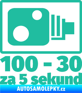 Samolepka Zpomalení před radarem ze 100 na 30 za 5 sekund tyrkysová