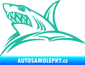 Samolepka Žralok 020 levá v moři tyrkysová