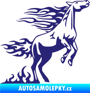 Samolepka Animal flames 001 pravá kůň střední modrá
