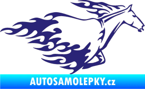 Samolepka Animal flames 003 pravá kůň střední modrá
