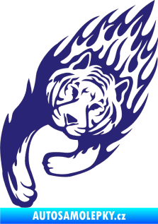 Samolepka Animal flames 015 levá tygr střední modrá