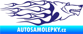 Samolepka Animal flames 017 pravá vlk střední modrá