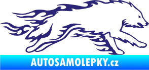 Samolepka Animal flames 032 pravá vlk střední modrá
